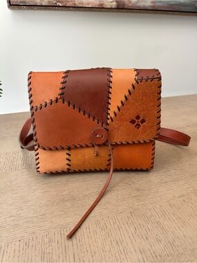 Patricia Nash Italian Leather Patchwork Crossbody Bag - Collection “Dante” Purse